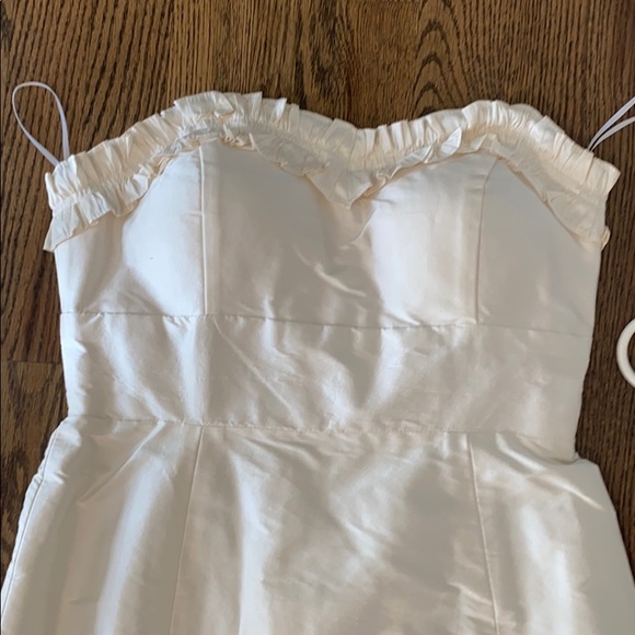 Silk ivory strapless cocktail dress - Picture 2 of 4